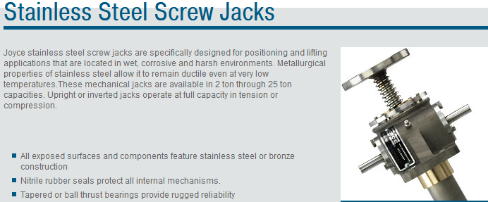 Joyce Dayton Stainless Steel Screw Jacks